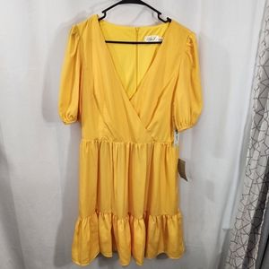 Eliza J ruffled dress bright yellow size 12